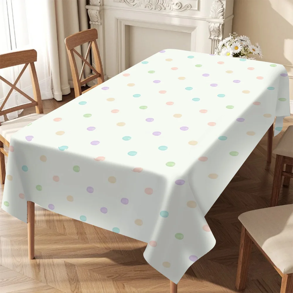 Die bunte Tischdecke mit Tupfenmuster - eine strapazierfähige Tischdecke aus Polyester mit einem rosa Muster