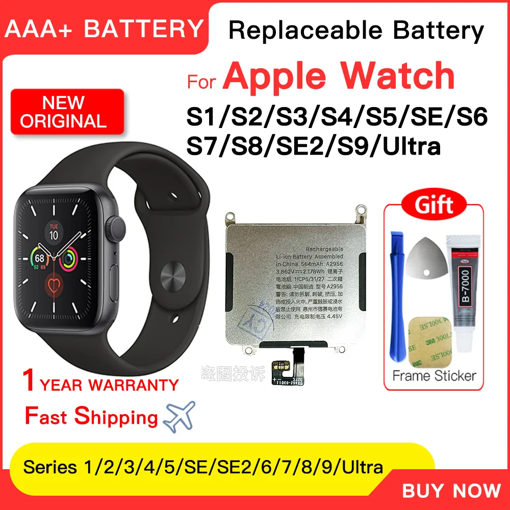 

Genuine New Battery For Apple Watch Series SE 1 2 3 4 5 6 7 8 9 IWatch S1 S2 S3 GPS LTE S4 S5 S6 S7 S8 38/40/41/42/44/45 Bateria