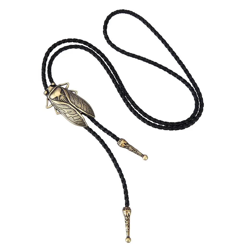 

Metal Alloy Cicada Pendant Faux Leather Bolo Bola Tie Western