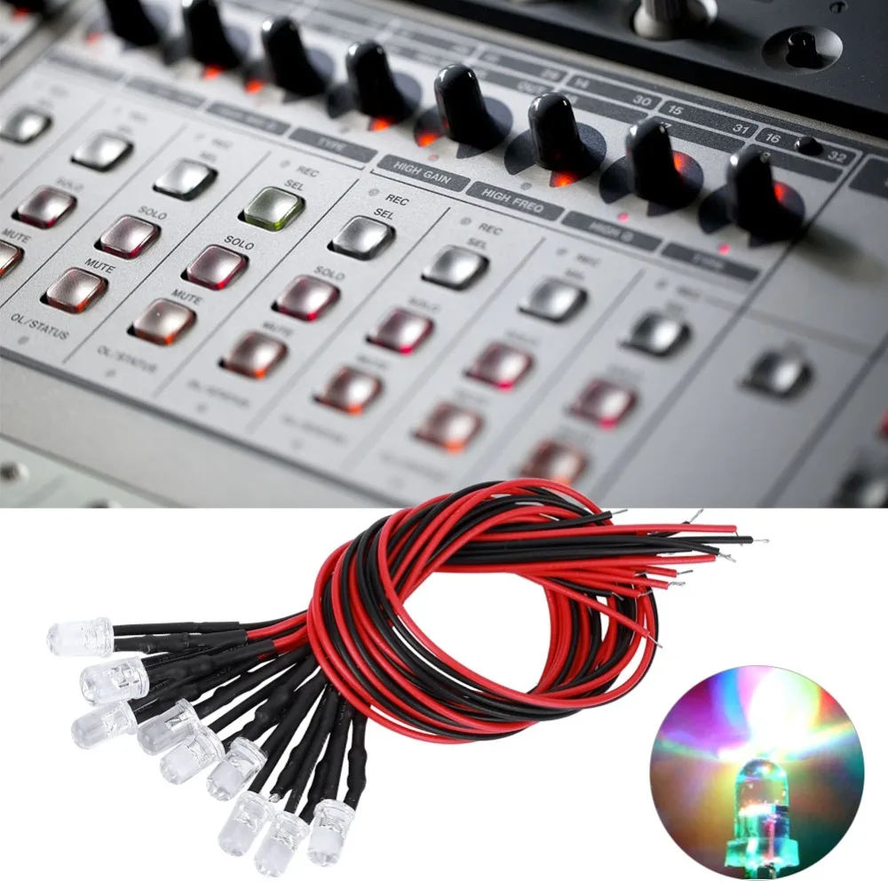 

Low Power 5mm LED Light Emitting Diode 12V Multicolor Quick Flashing Prewired LED LED Light Bead DIY Projects