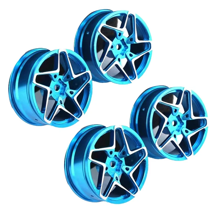 4Pcs 1/10 On-Road Drift Car 52MM Aluminum Alloy Metal Wheel Hub 1.9Inch Climb Car Wheel Rim For HSP Tamiya HPI Parts Blue