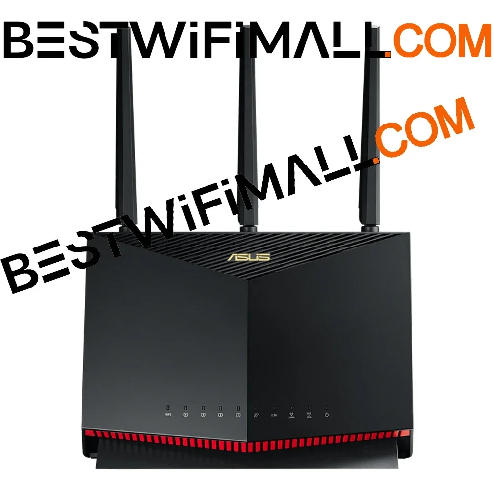 

Игровой Wi-Fi роутер ASUS RT-AX86U AX5700 ROG, 5700 Мбит/с, двухдиапазонный Wi-Fi 6 802.11AX, охват 2500 кв. футов и подключение 35+ устройств, NVIDIA GeForce