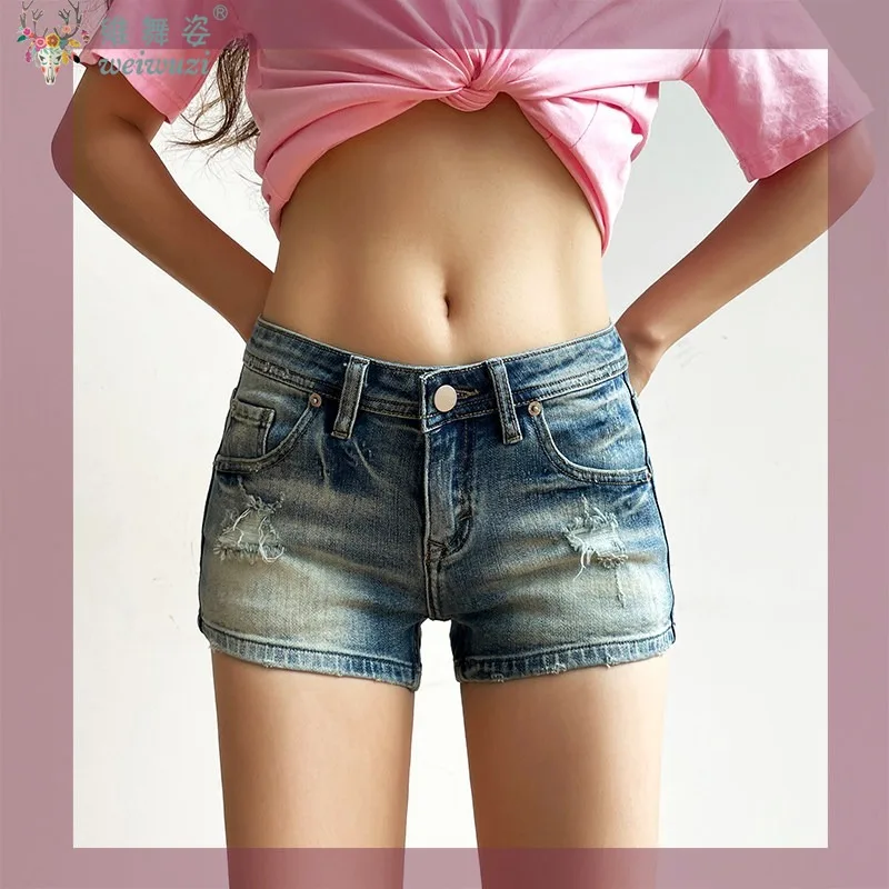 

Low Waist Slim Denim Shorts Fashion Retro Summer American Style Spicy Girl Jeans Straight Leg Hot Pants Hip Hop Streetwear Sexy