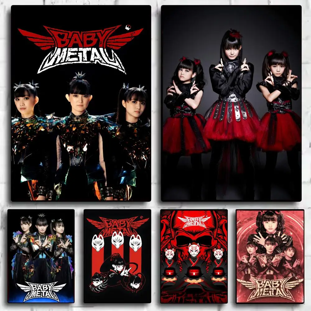 Band Album B-BABYMETAL Poster Self-Adhesive Wall Art Print Sticker for Bedroom Living Room Hallway Home Decoration Gift