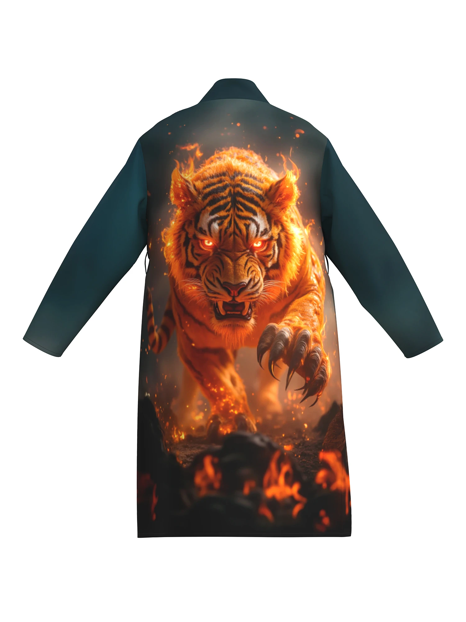 2026 Spring and Autumn New Men's Pajamas 3D Digital Printed Fierce Tiger Pattern Non-Fading Home Bathrobe Long Long Sleeve Pajam