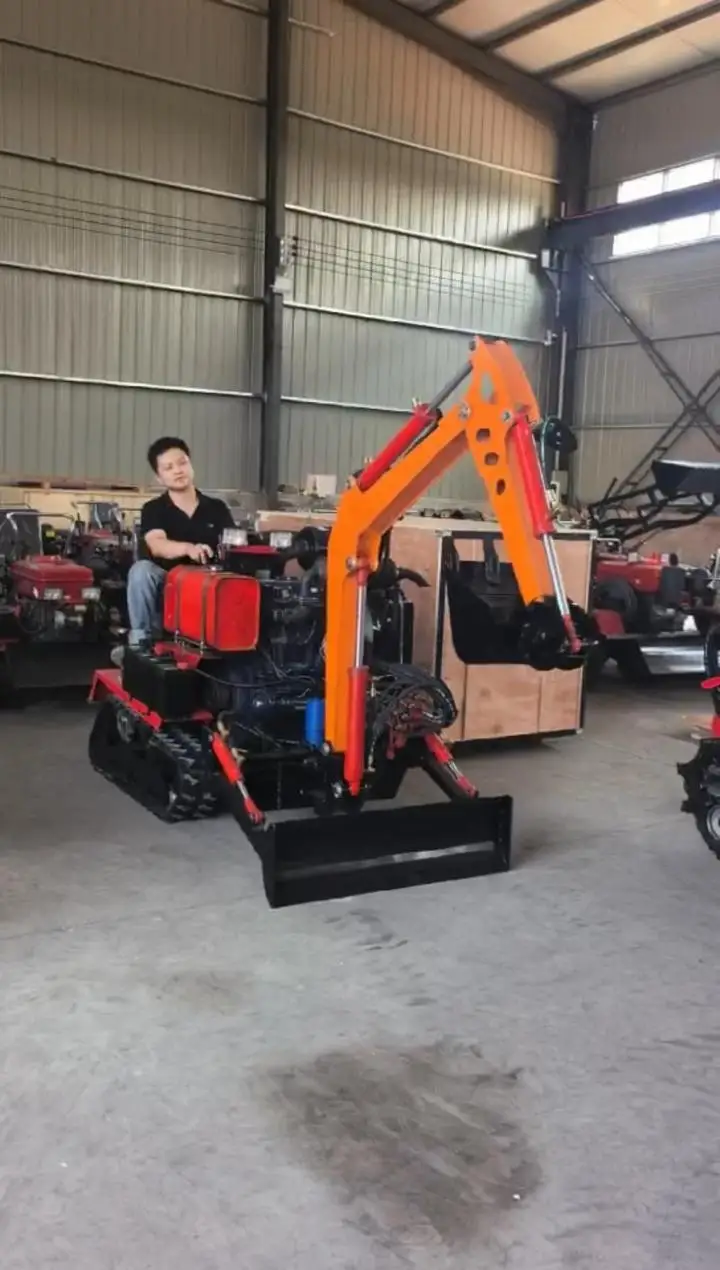 Factory Supply Ride on Rotary Tiller Garden Mini Tractor Agriculture Equipment Cultivator Machinery With Excavator
