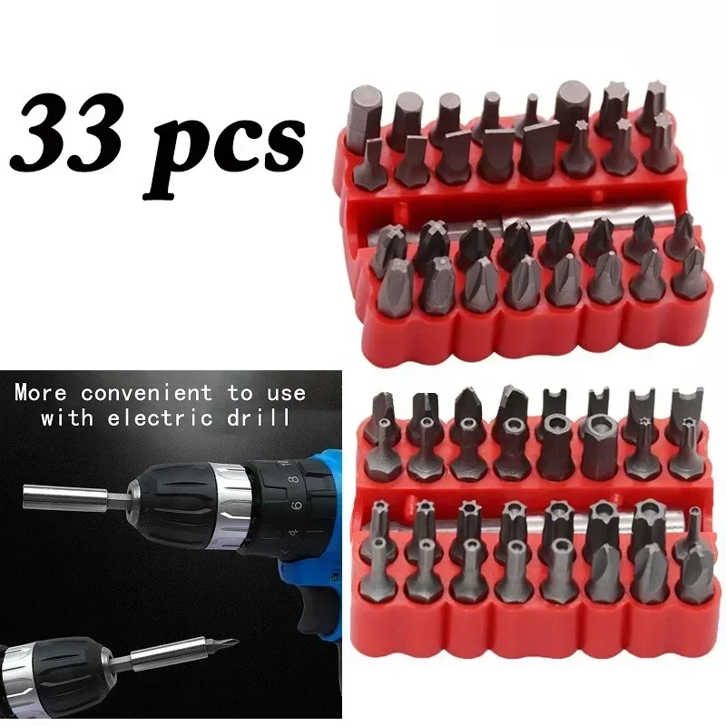 33Pcs Magnetic Extension Bit High Hardness Solid Electric Screwdriver Bit Set Rechargeable Drill Bits Special Shaped Screwdriver