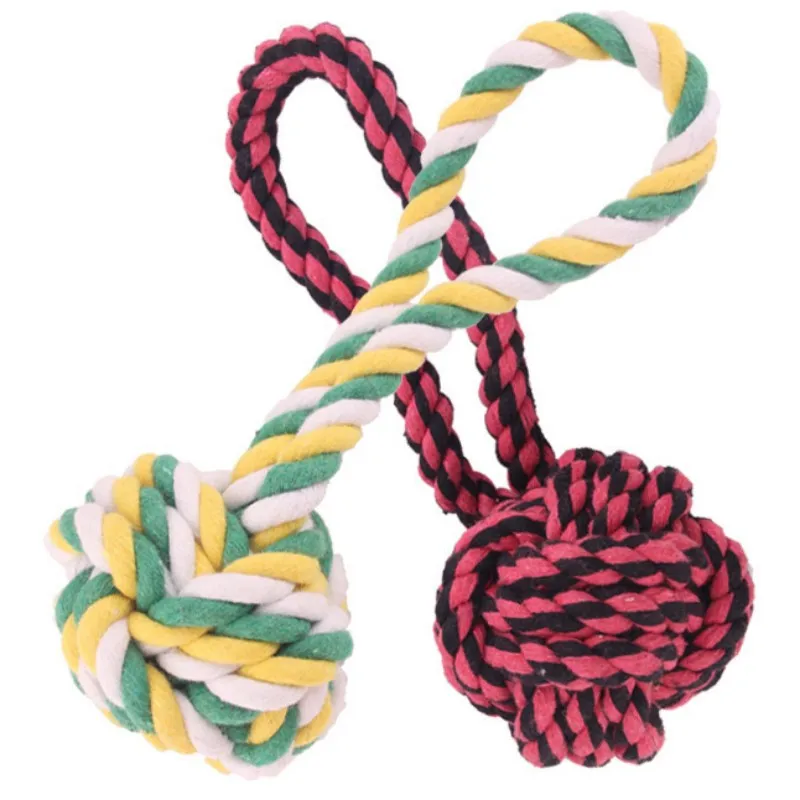 Dog Toys Cotton Rope Bite Resistant Dogs Toy Woven Ball Toys for Dog Teeth Cleaning Training Cotton Rope Interactive Dogs Toy