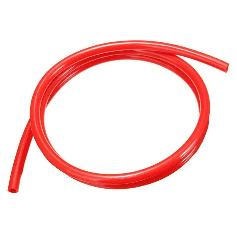 Motorcycle Fuel Hose in Red Color; One Meter Long Suitable for Both Gas & Diesel Lines (ID Five mm; OD Eight mm)