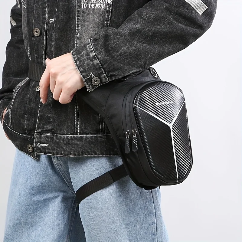 Men Hard Shell Motorcycle Waist Bag, Multifunctional Casual Crossbody Fanny Pack,Ideal Birthday Holiday Gift for Husband Friends