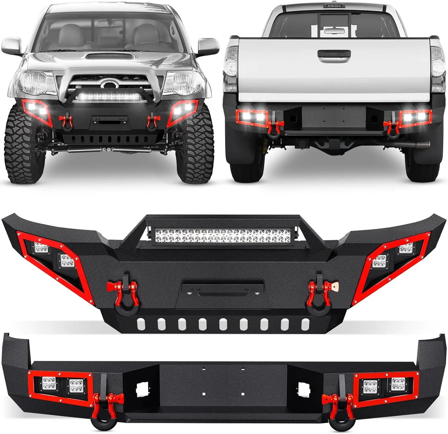 Factory Price OEM Front and Rear Pickup Truck Bumpers fit 2005-2015 Toyota Tacoma 2nd Gen Equipped with Winch Plate