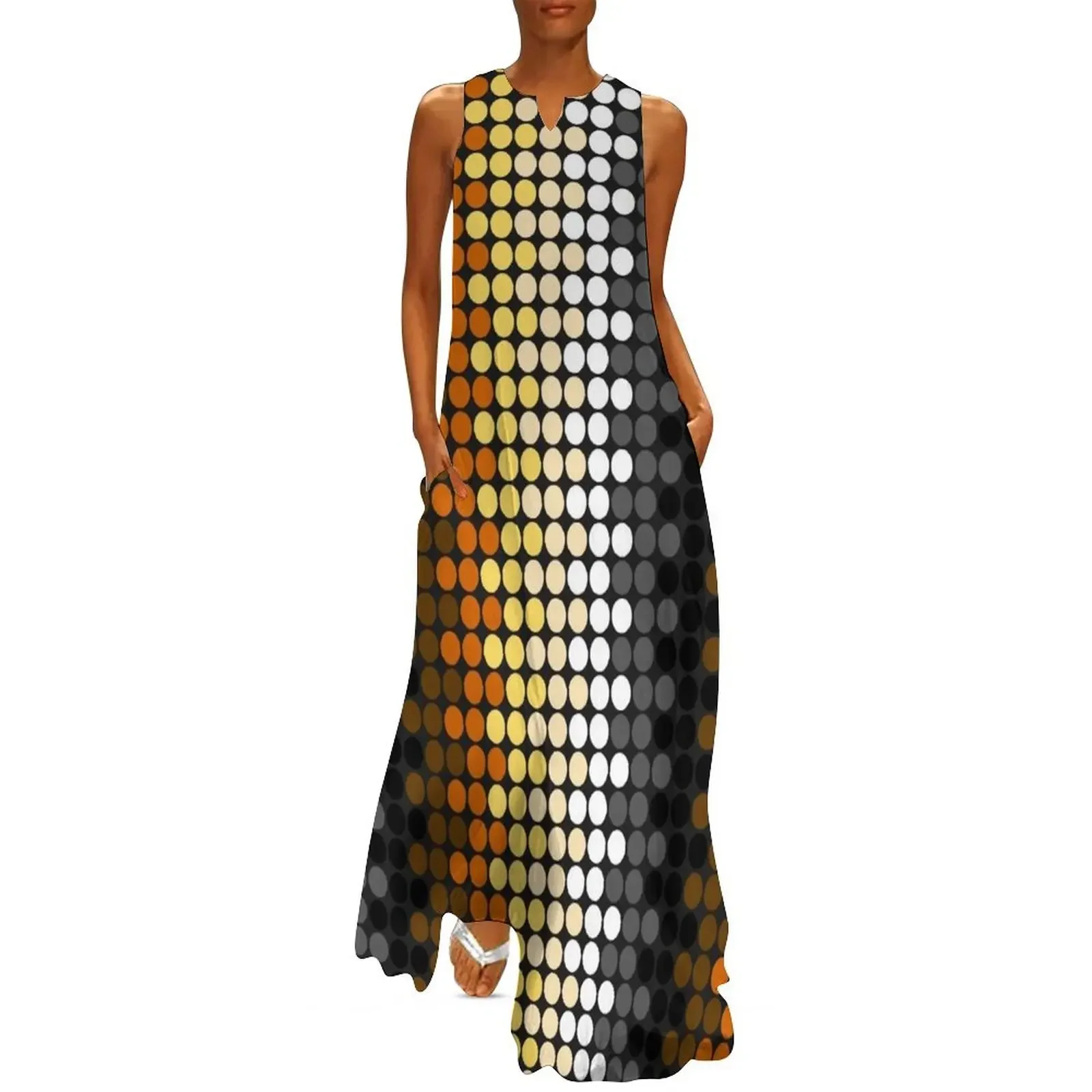 곰 패턴 롱 여름 드레스 이미지