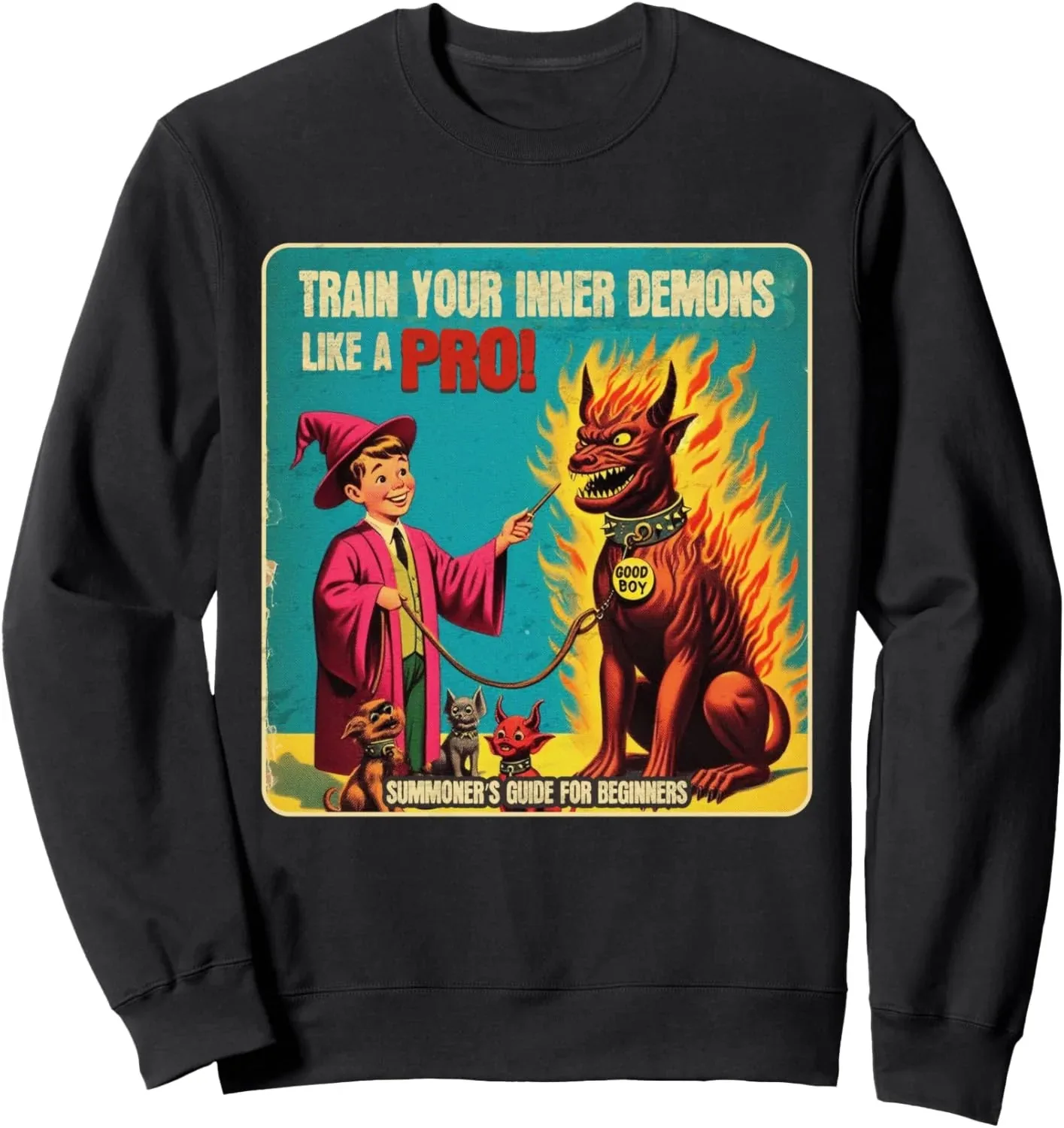 

Autumn and Winter Pure Cotton Crew Neck Sweatshirt with Retro - Style Demon - Training Themed Print Perfect for Fans of Fantasy