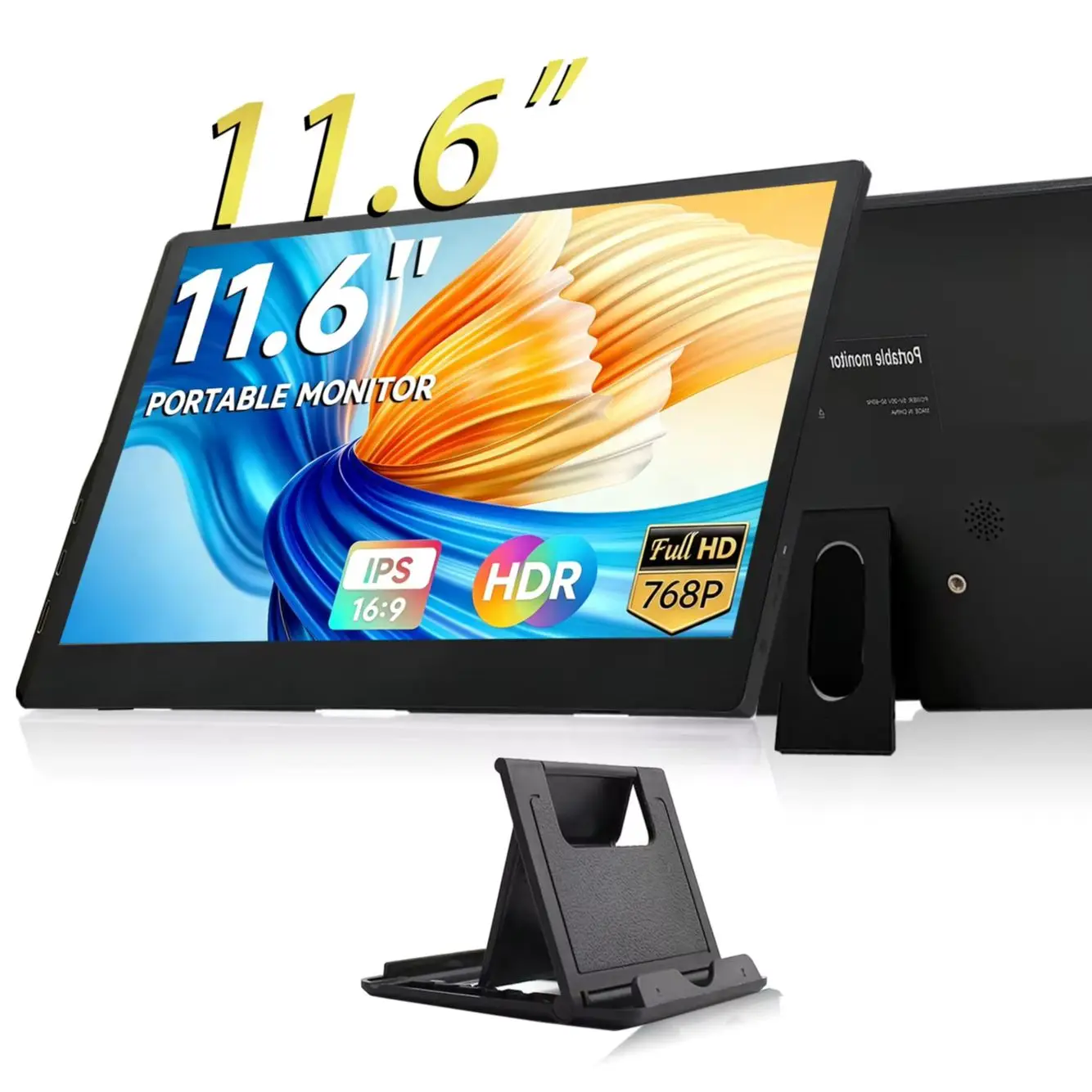 11.6 Inch Portable Monitor 1366*768 HD IPS 72% sRGB Type-C HDMI Plug And Play External Secondary Display For Laptop Phone XBox