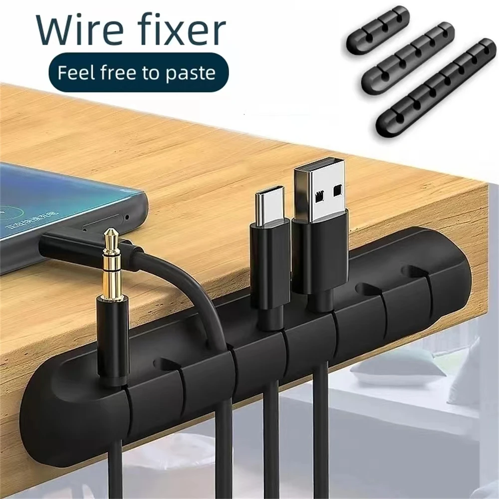 USB Cable Organizer Silicone Cable Winder Desktop Tidy Management Clips Cable Holder For Mouse Keyboard Headphone Wire Organizer