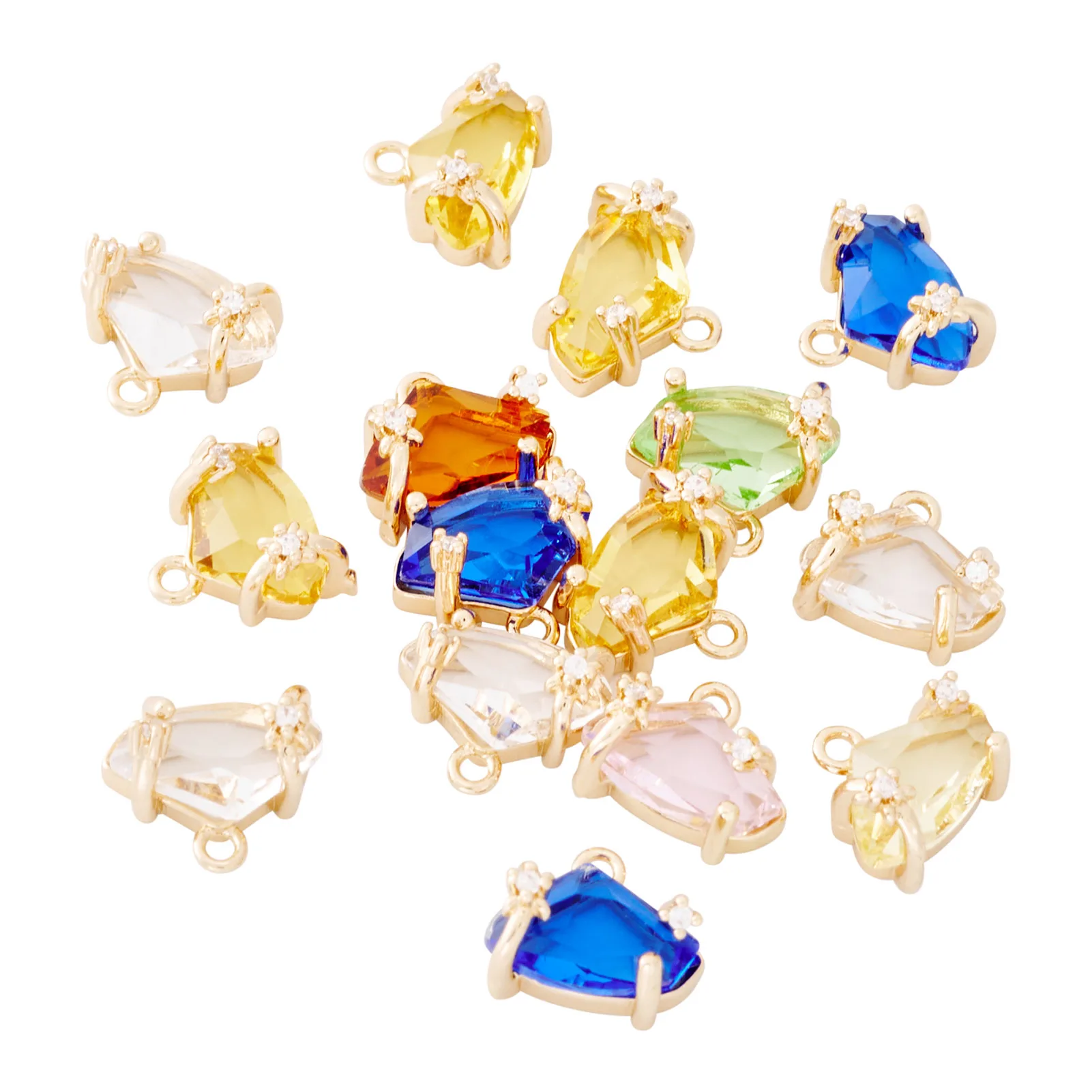 

1 Set Brass Micro Pave Cubic Zirconia with Glass Charms DIY Jewelry Making Earrings Necklace Bracelet Materials Accessories