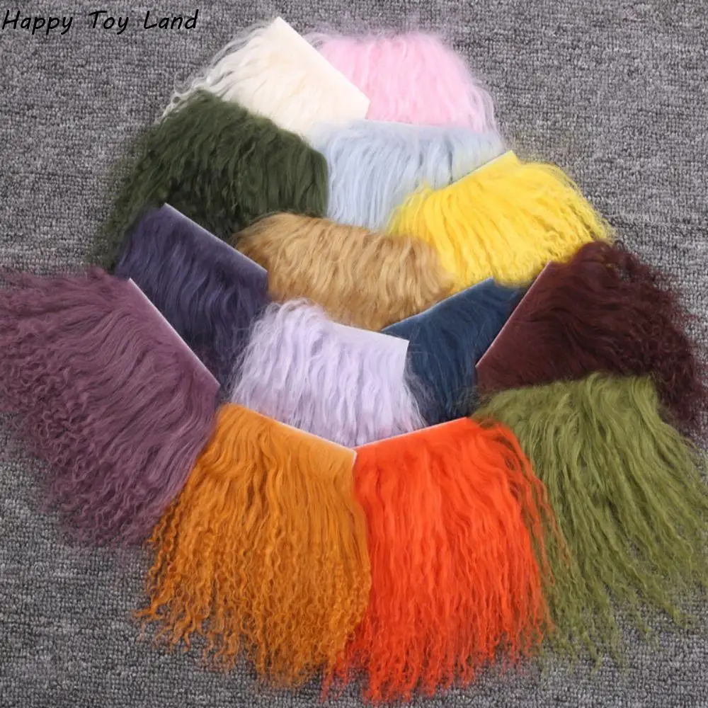 High Quality Sheepskin Wool Lamb Fur Pelt Hair Row Curly Hair Extensions BJD SD Blyth Dolls Wigs Hair Wefts Accessories