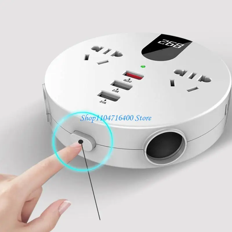 

y1gd 12/24V to 220/110V Auto Converter with LED Display QC3.0 USB Plug