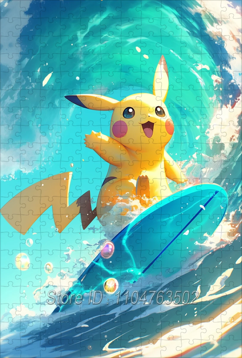โปเกมอน ปิกาจูจิ๊กซอว์ปริศนาอะนิเมะญี่ปุ่น 108/200/300/500/1000 ชิ้นปริศนาไม้ผู้ใหญ่ทำด้วยมือของเล่นเกมคลายเครียด