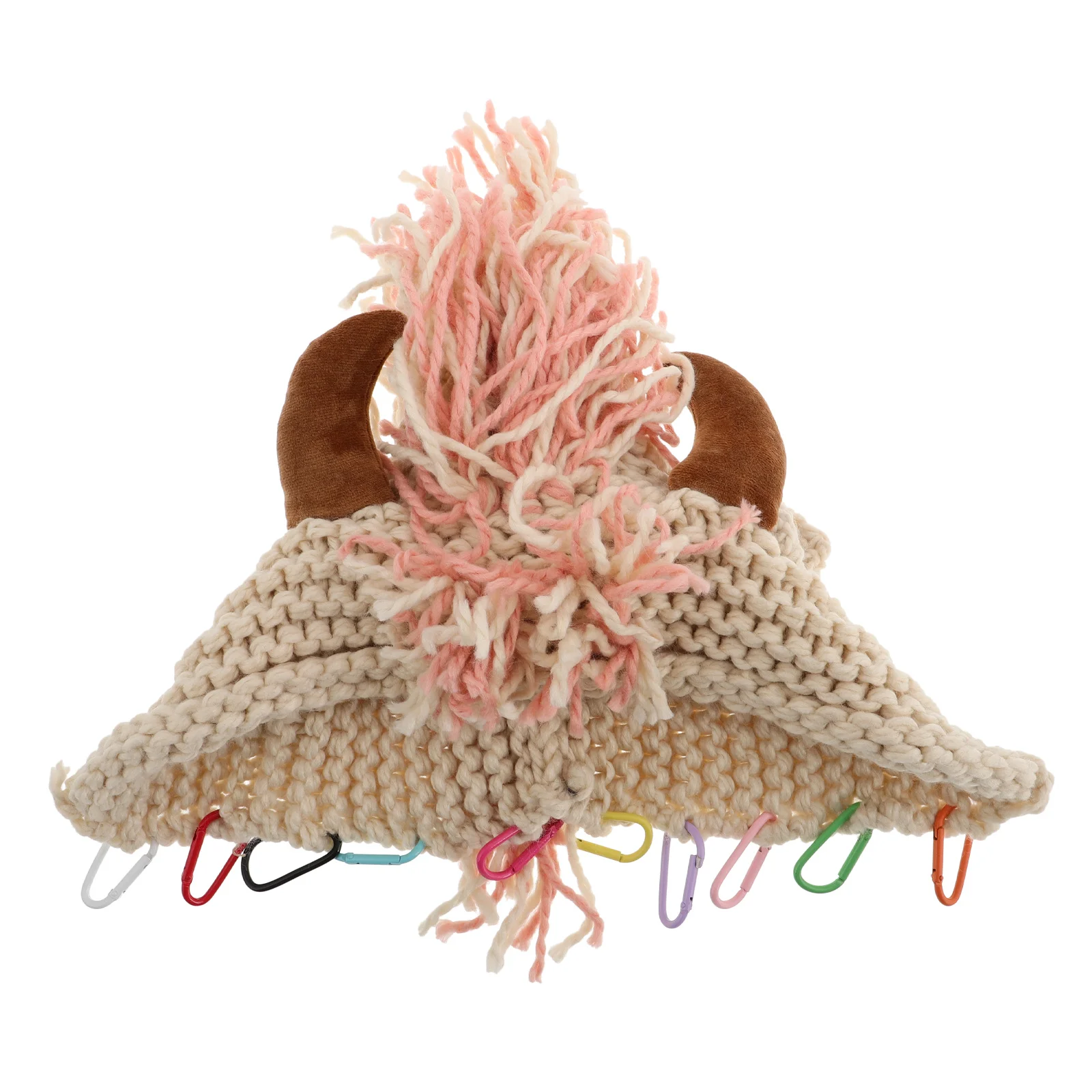 

Warm Knitted Cow Horn Hat Pink Tassel Beanie Winter Animal Costume Party Outdoor Fashion Headwear Cute Hats for Women Trendy