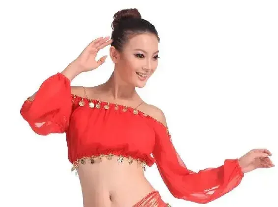 Женский костюм для танца живота, откровенный костюм для танца живота с блестками и открытыми плечами