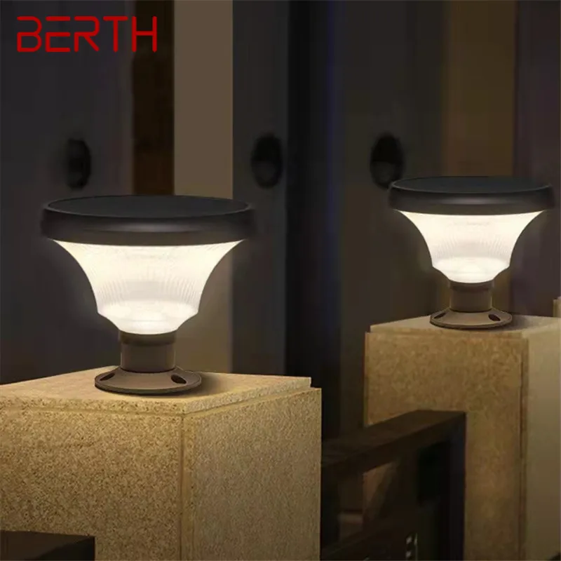 

BERTH Modern Nordic Post Lamp Creative Waterproof Courtyard Outdoor LED Solar Column Light for Garden Balcony Porch Decor