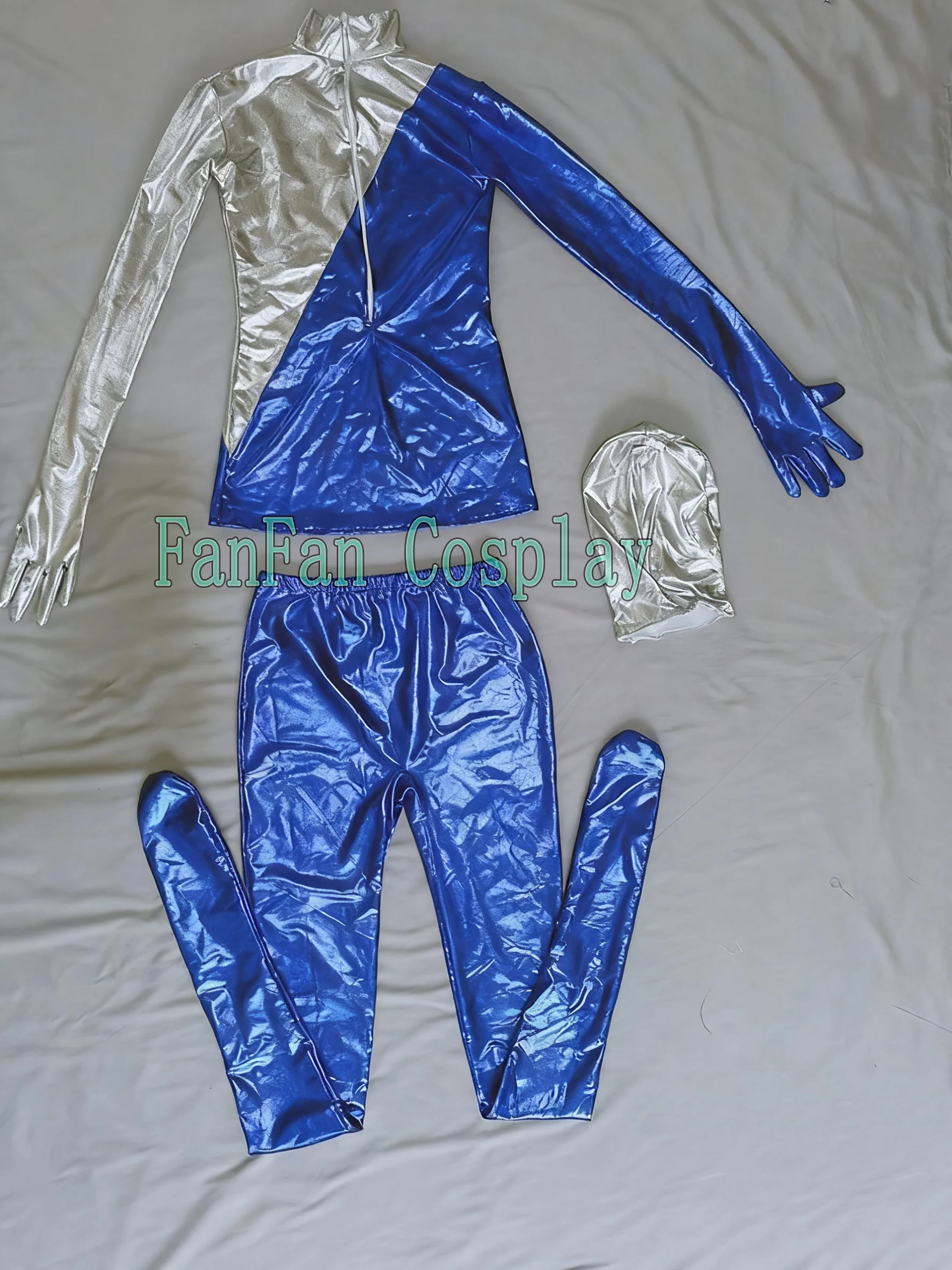 أحدث زي Pepsiman التأثيري باللونين الأزرق والفضي اللامع Zentai يناسب أزياء الهالوين للمناسبات والحفلات