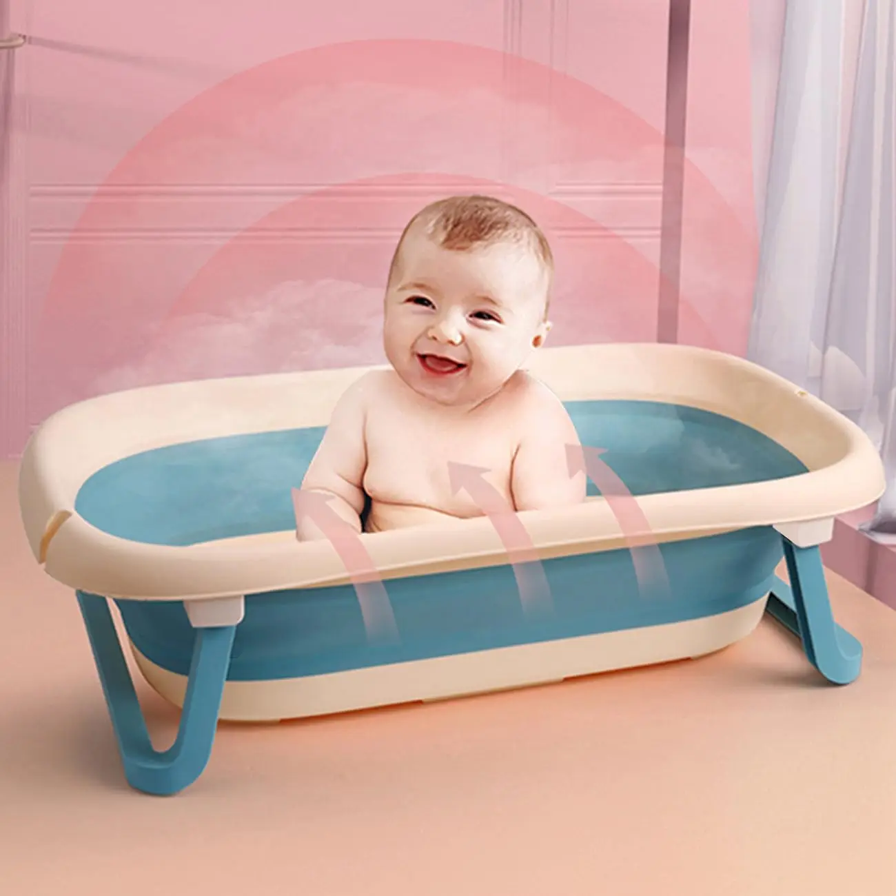 Foldable Baby Bath Mat Newborn Support Seat Cushion Adjustable Bathtub Shower Mat Portable Baby Bath Mat Bathtub Support