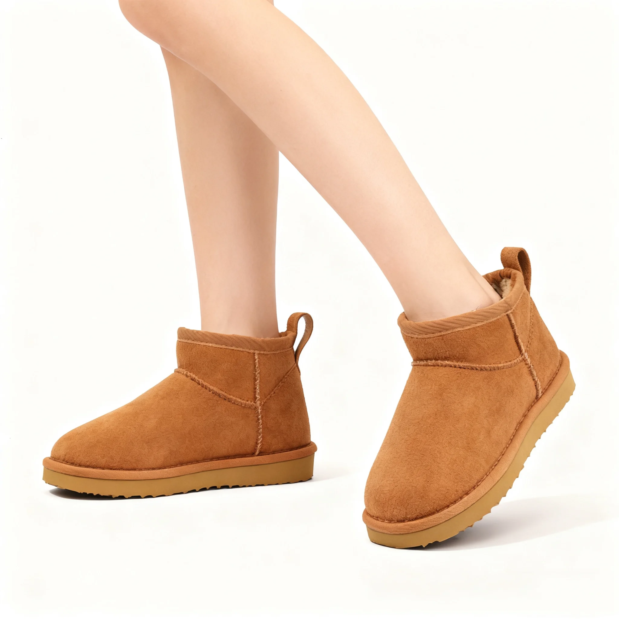 

Gacimy Women's Winter Snow Boots Outdoor Anti-slip Fur Suede Boots Plush Lined House Cotton Shoes Lady Classic Ankle Snow Boots