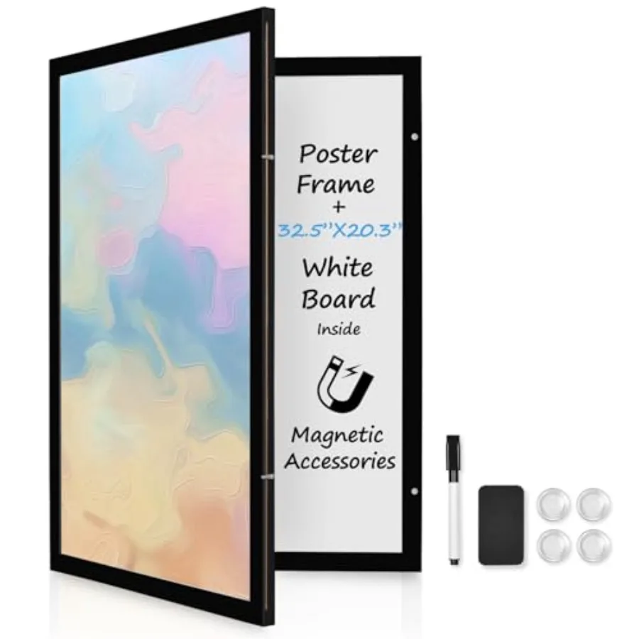 

Рамка-пенал с деревянной рамкой, примерно 17x23 дюйма/43x58 см. Функциональная рамка-пенал для постеров для офиса и дома.