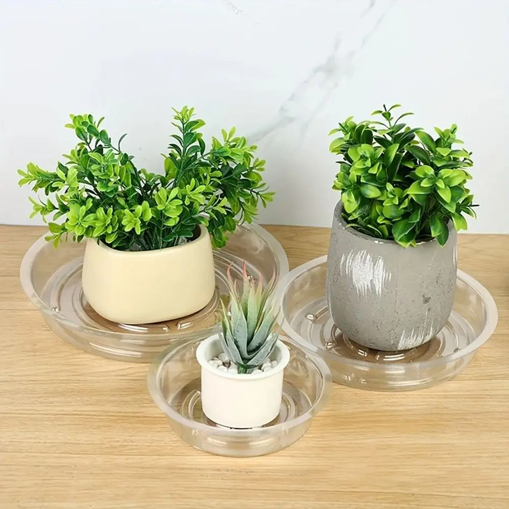 

5pcs 6/8/10/12 Inch Plastic Flower Pot Tray Transparent Anti-slip Drip Trays Round Sturdy Plant Base Potted Plant