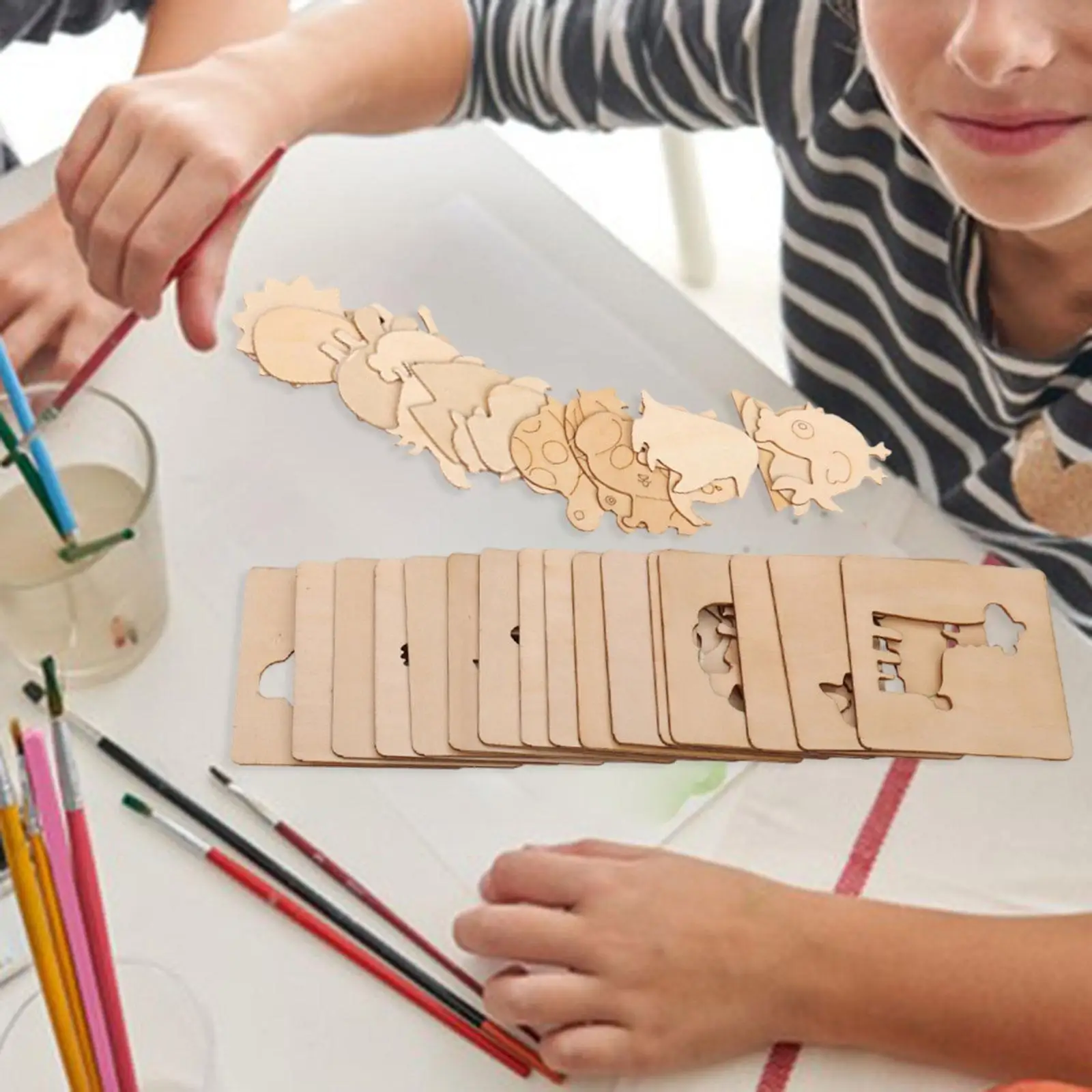 20Pcs Kids Wooden Drawing Stencils, Drawing Boards Stencils,