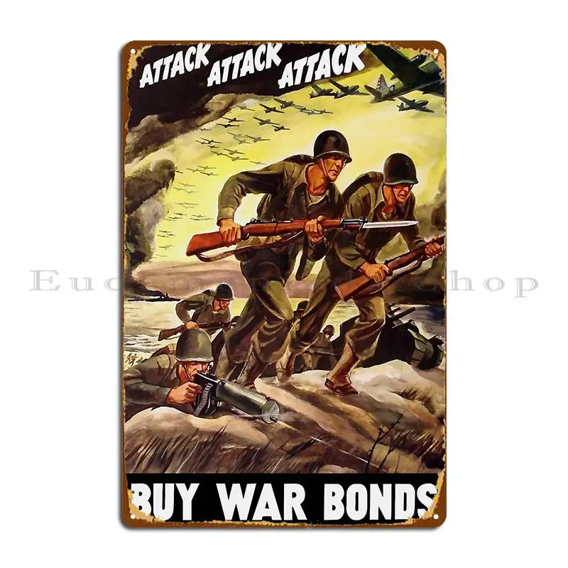 Buy War Bonds Ww2 Propaganda Metal Signs Cinema Custom Mural Wall Custom Tin Sign Poster