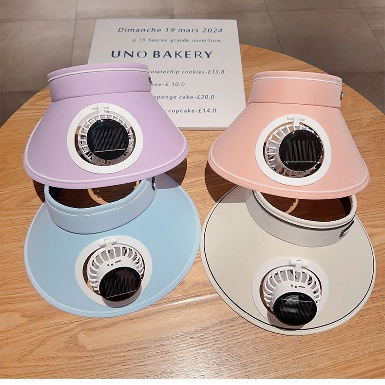 Summer new fan sun protection solar hat, sunshade overhead charging sun hat, outdoor sun hat for ultraviolet rays