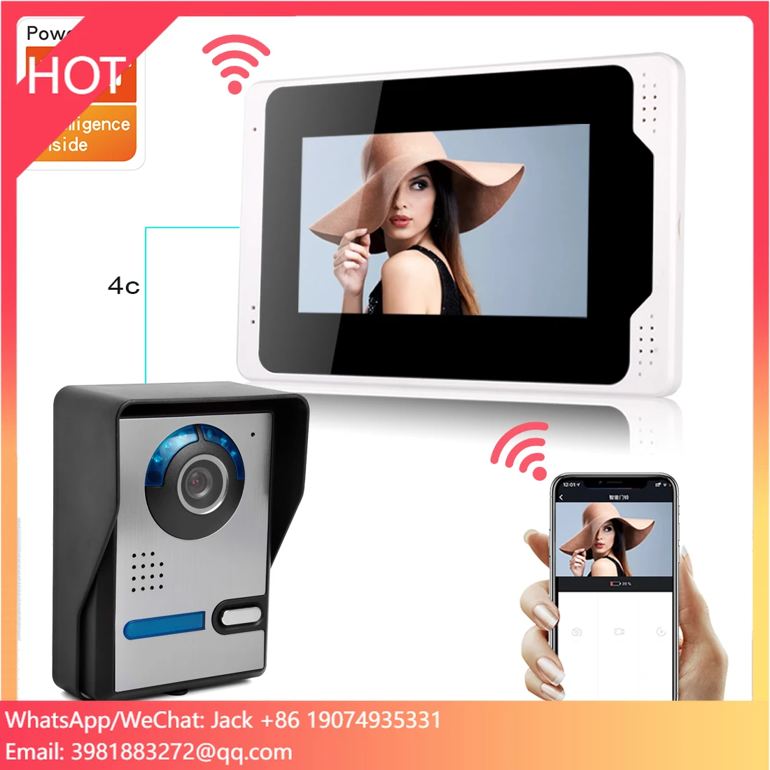 

Wireless Video Door Entry Intercom System Apartment Video Door Intercom Access Control System For 3 Families