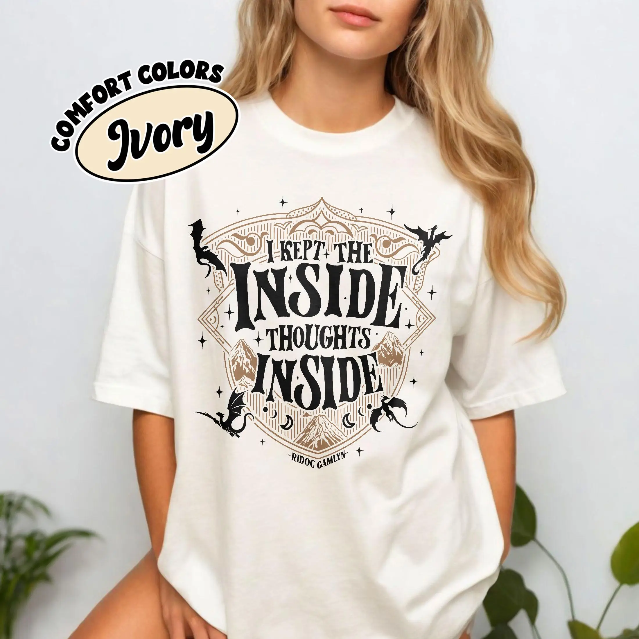 Ridoc Quest Squad Shirt, I Kept The Inside Thoughts Inside Tee, Onyx Storm Fourth Wing Shirt for Fans, Bookish Gift T-shirt
