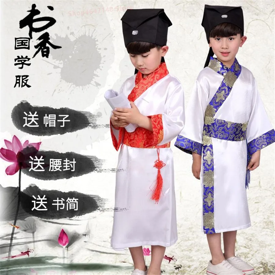 

Traditional Han Dynasty Stage Performance Party Clothing Folk Dance Boys Hanfu Costumes Set Kids Chinese Ancient Costume Girls