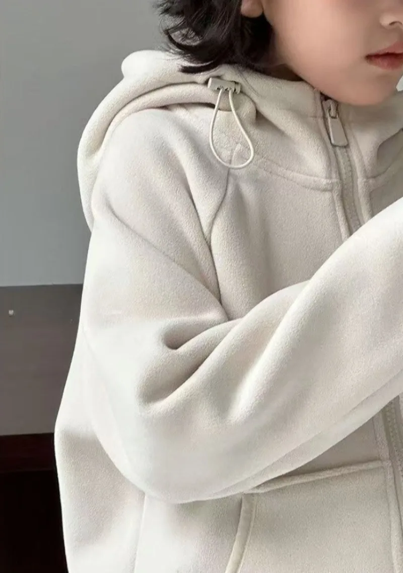 

Winter Warm Thickened Fleece-Lined Loose Fit Korean Style Versatile Hooded Sweatshirt for Girls