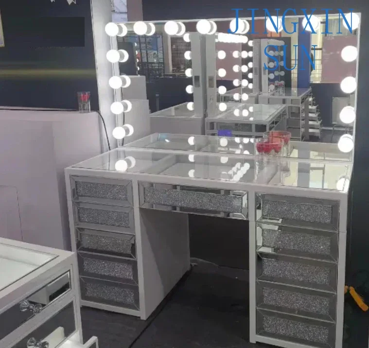 American style studio makeup table, bucket cabinet storage integrated dressing table