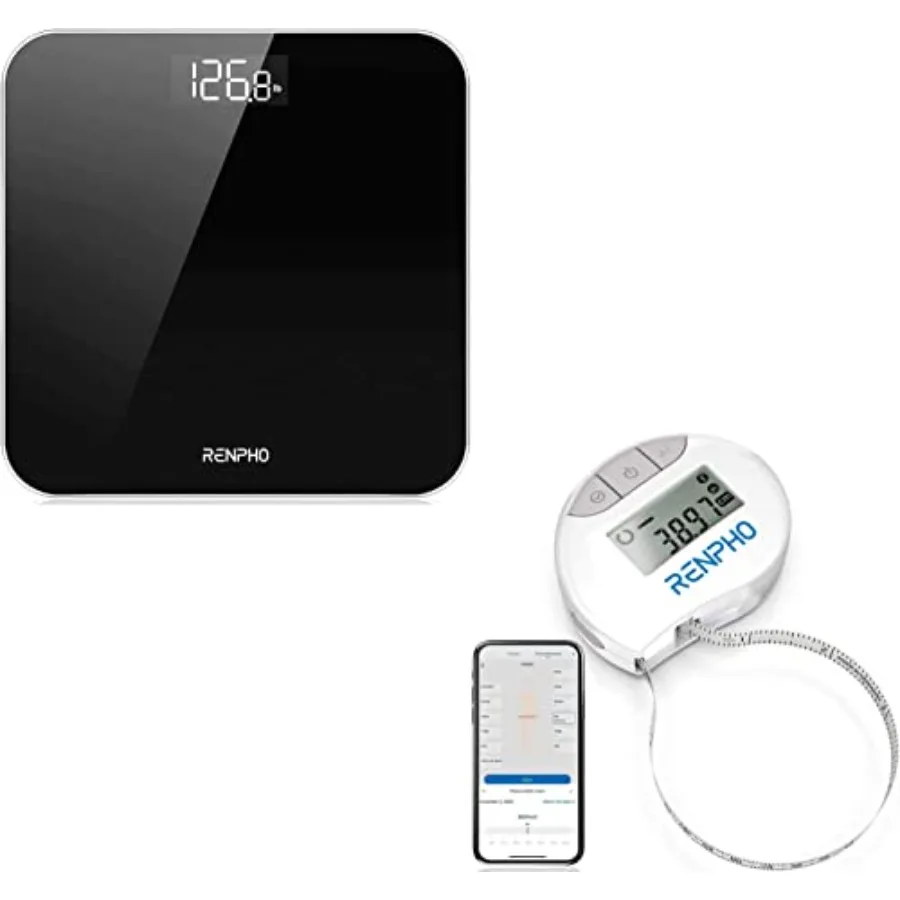 

RENPHO Digital Bathroom Scale Black Smart Tape Measure Body with App