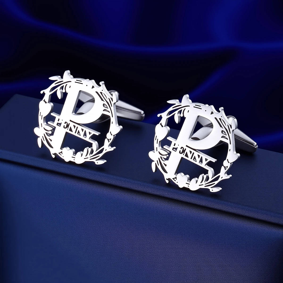 Customized Name Men's Prince Wreath Cufflinks Custom Suit Shirt Stainless Steel Buttons Sports Jewelry Gifts