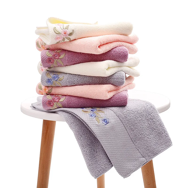 1/4/6pcs Thickened Cotton Embroidered Towels Quick Absorbent Soft Face Towels for Gym Hotels Home Towels Bathroom Accessories