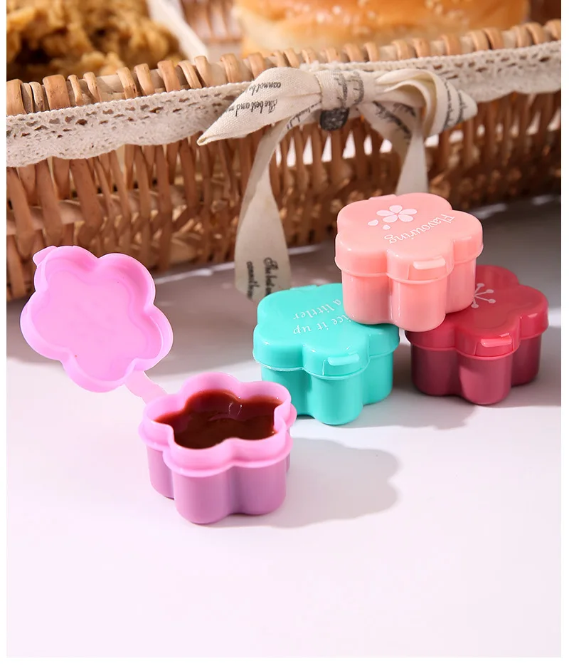 4 stücke Mini Mittagessen Bento Sojasauce Box Nette Design Kunststoff Tragbare Sauce Gläser Würze Spender Mini Salat Tomatensauce Flasche – Detail 30