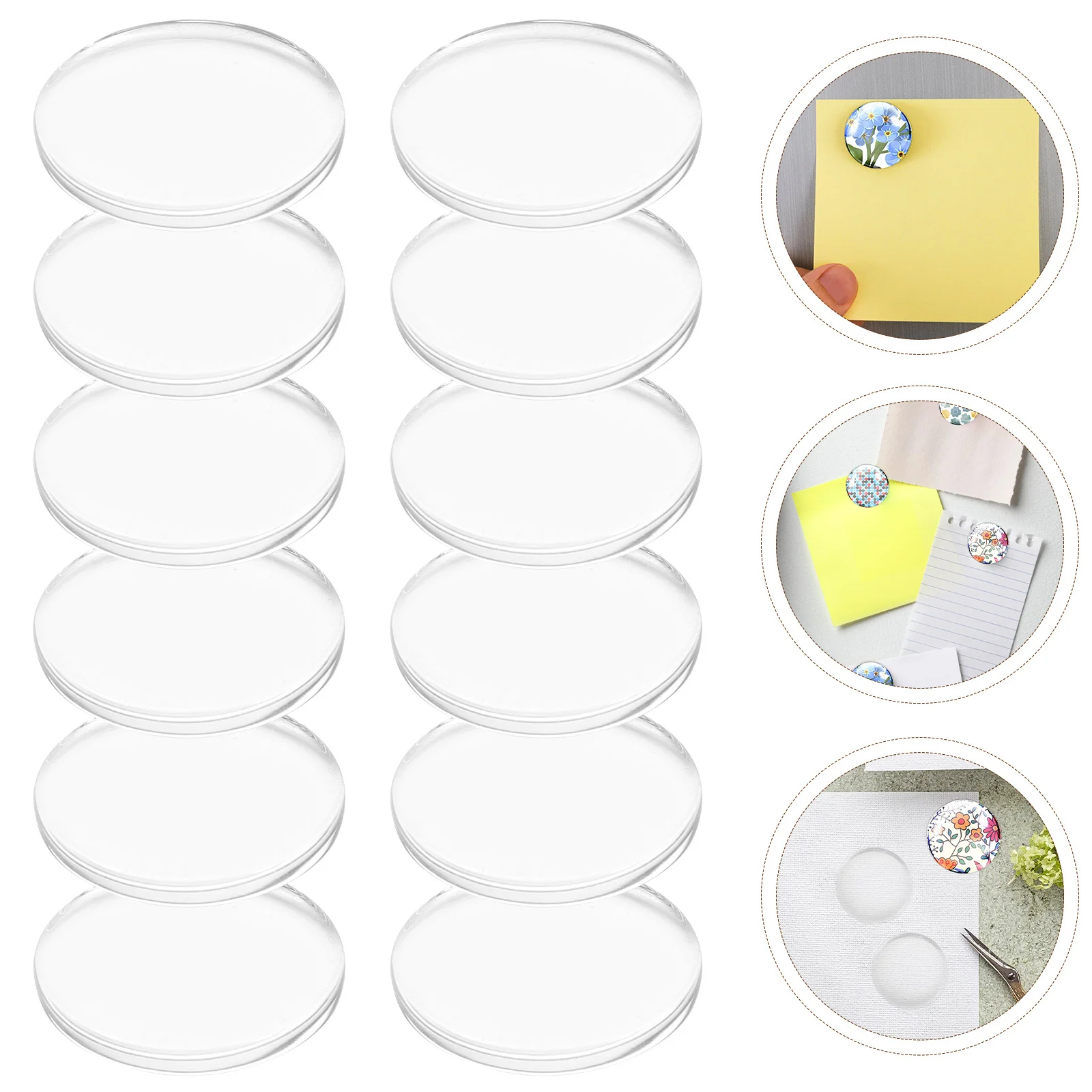 

1Set DIY Refrigerator Magnets Glass Cabochons Clear Round Dome Magnetic Adhesive Back for Custom Craft