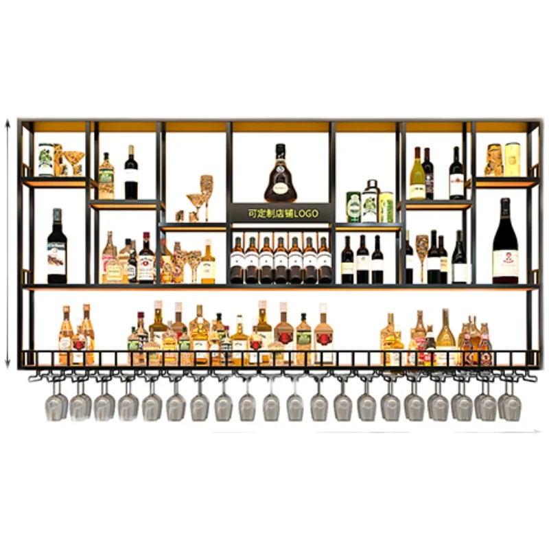 

Hanging Metal Wall Wine Racks Storage Modern Black Beer Bar Luxury Display Cabinet Industrial Weinregal Mueble Wine Decoration