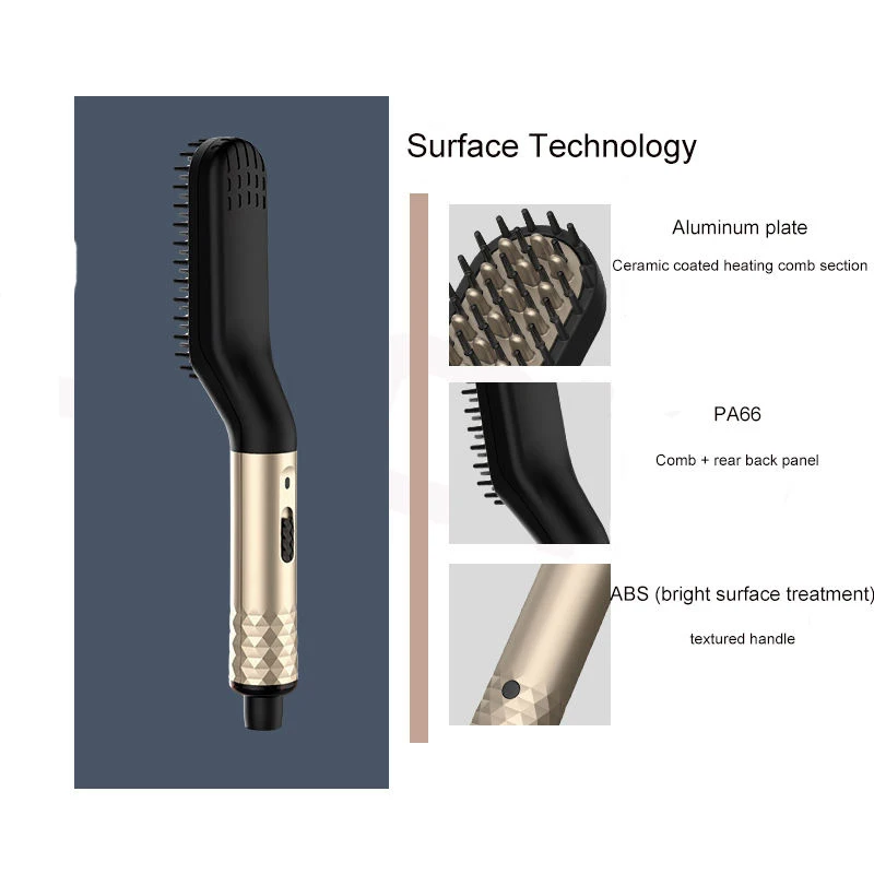 Hot Comb Straightener Electric Negative Ion Heating Comb For Men Beard Hair Straightening Brush Wet Dry Use Quick Hair Styler