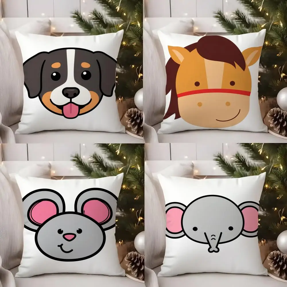 

Cartoon Animal Child Kids Cushion Cover Short Plush Double-sided Print Square Throw Pillow Covers Sofa Home Cushion Decor