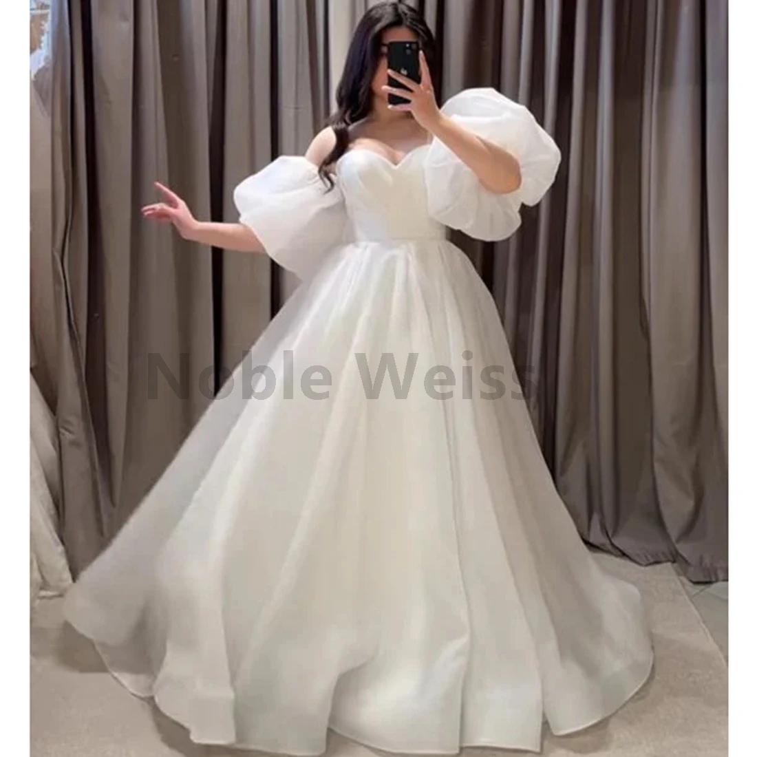 Organza A-Linie Brautkleid Schatz Halbarm Brautkleid individuell anpassbar