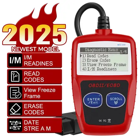 다기능 OBD2 코드 스캐너 – 16핀 자동차 진단 도구, 디지털 디스플레이 및 오류 코드 삭제 기능 탑재