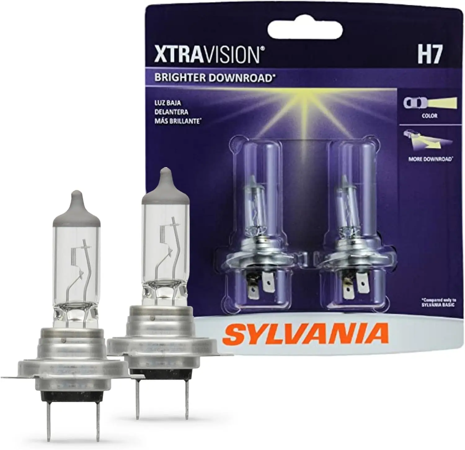 

H7 XtraVision High Performance Halogen Headlight Bulbs (2-Pack) - High Beam, Low Beam, Fog Replacement